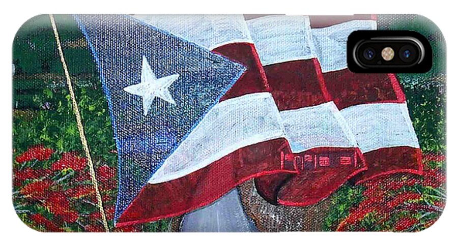 Puerto Rico Flag iPhone X Case featuring the painting Bandera De Puerto Rico by Gloria E Barreto-Rodriguez