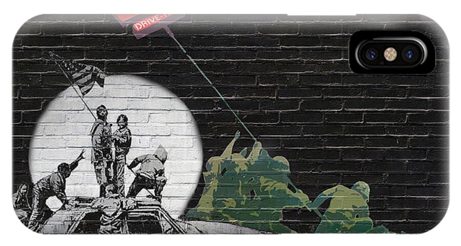 urban Graffiti Collection By Serge Averbukh iPhone X Case featuring the photograph Banksy - The Tribute - New World Order #1 by Serge Averbukh