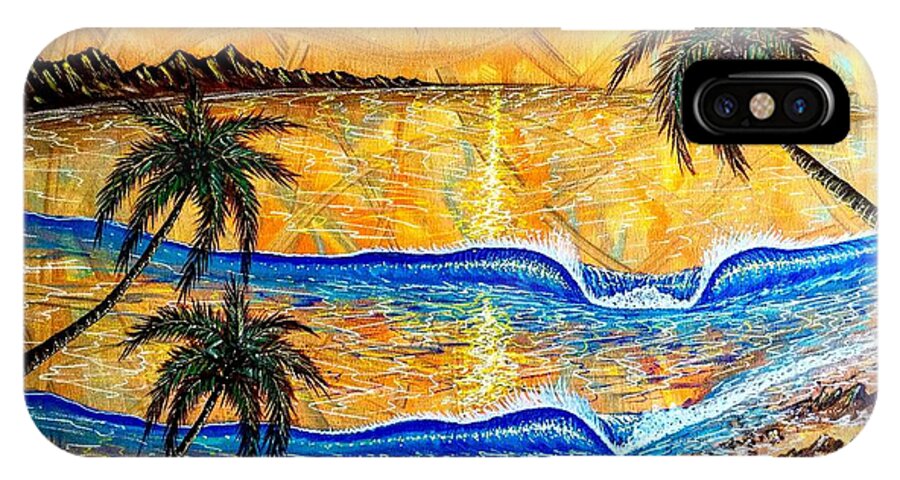 Sunset iPhone X Case featuring the painting Breathe in the moment #1 by Paul Carter
