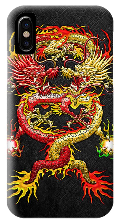 treasures Of Asia Collection By Serge Averbukh iPhone X Case featuring the photograph Brotherhood of the Snake - The Red and The Yellow Dragons #1 by Serge Averbukh