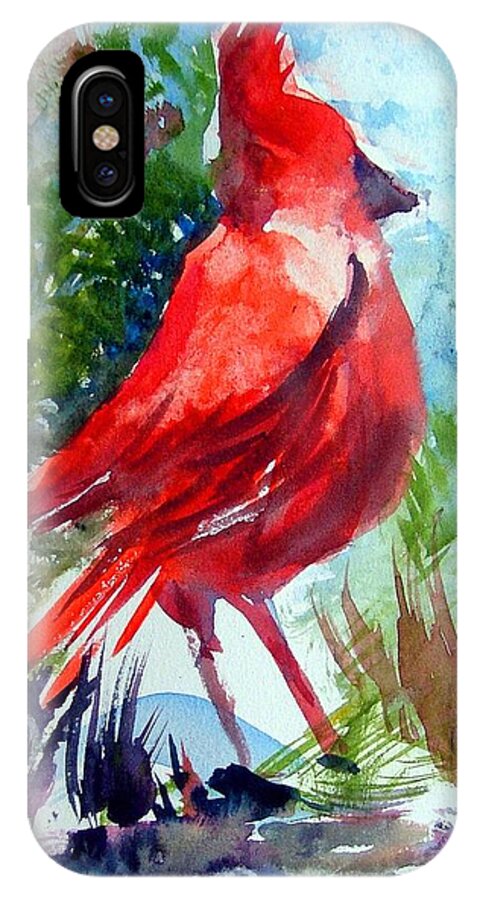 Bird iPhone X Case featuring the painting Cardinal by Mindy Newman