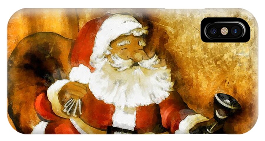 Christmas iPhone X Case featuring the painting Christmas Santa Claus #1 by Esoterica Art Agency
