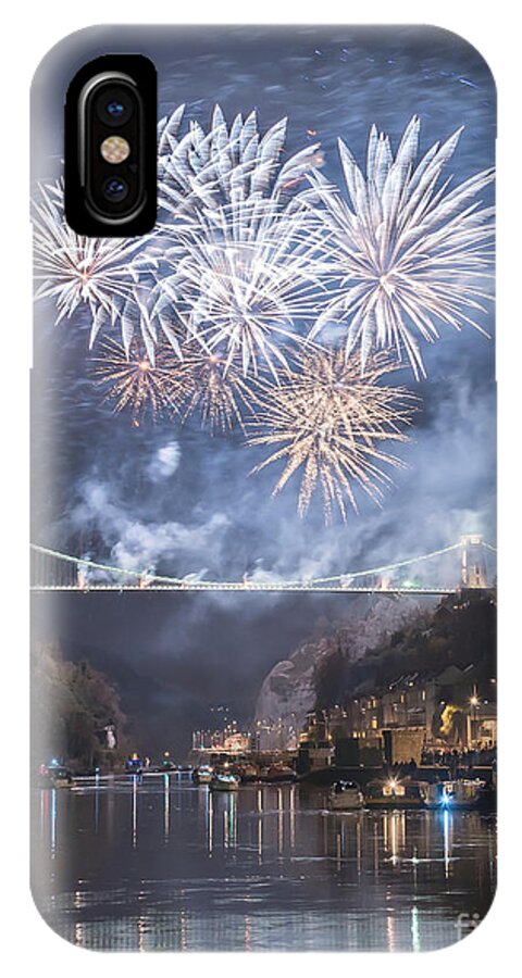 Fireworks iPhone X Case featuring the photograph Clifton Suspension Bridge fireworks #1 by Colin Rayner