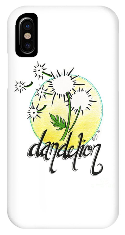 Dandelion iPhone X Case featuring the drawing Dandelion #1 by Cindy Garber Iverson