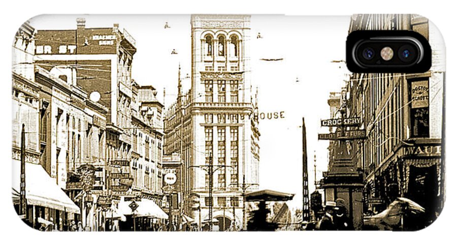 Documentary iPhone X Case featuring the photograph Downtown Milwaukee, c. 1915-1920, Vintage Photograph #3 by A Macarthur Gurmankin