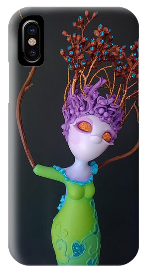  iPhone X Case featuring the sculpture Dragonfly Will O' the Wisp #1 by Judy Henninger