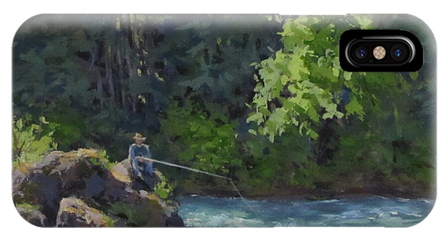 River iPhone X Case featuring the painting Favorite Spot #1 by Karen Ilari