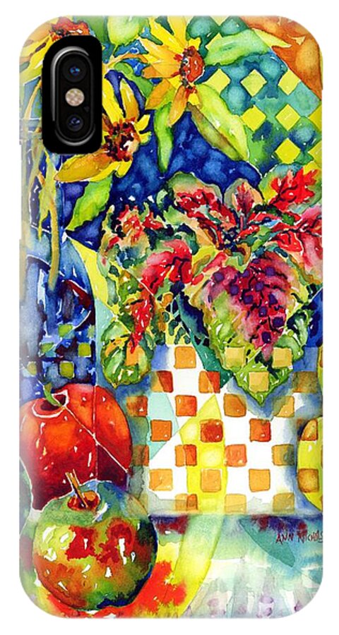 Segmented iPhone X Case featuring the painting Fruit and Coleus #1 by Ann Nicholson