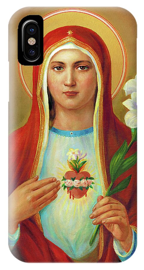 Immaculate Heart iPhone X Case featuring the painting Immaculate Heart Of Mary #1 by Svitozar Nenyuk
