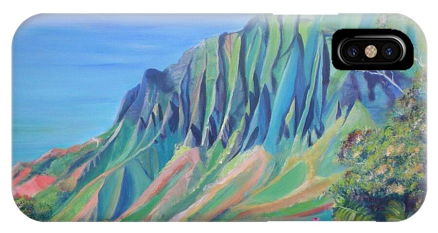 Kauai iPhone X Case featuring the painting Kalalau Valley by Marionette Taboniar