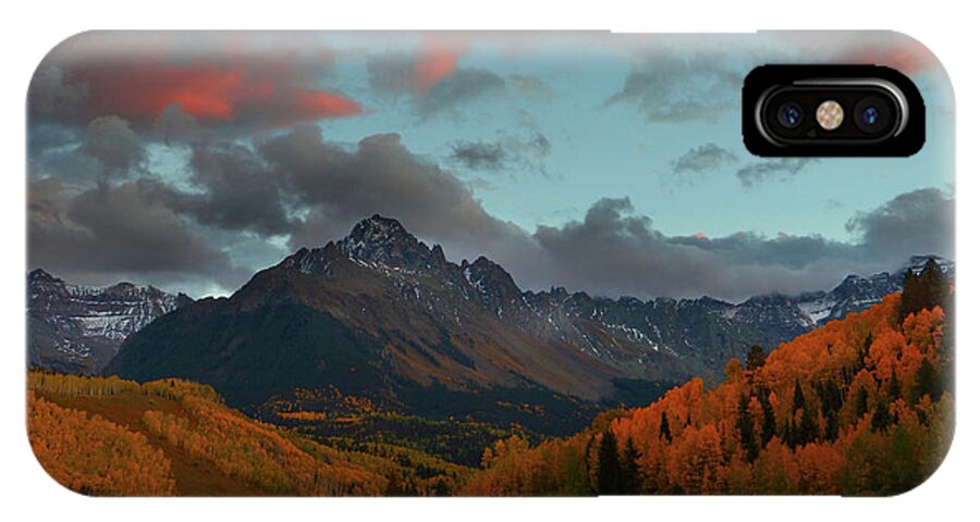 Mount iPhone X Case featuring the photograph Mount Sneffels sunset during autumn in Colorado #1 by Jetson Nguyen