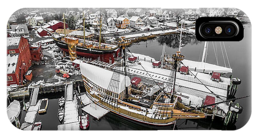 Winter iPhone X Case featuring the photograph Mystic Seaport in Winter #1 by Mike Gearin