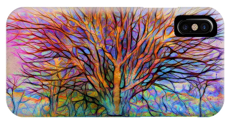 Digital Painting iPhone X Case featuring the digital art Naked Tree #2 by Lilia S