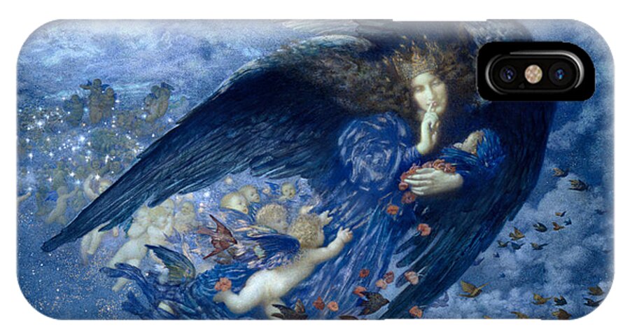 Edward Robert Hughes iPhone X Case featuring the painting Night With Her Train Of Stars #1 by Edward Robert Hughes