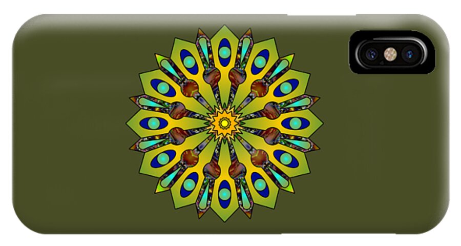 Mandala iPhone X Case featuring the digital art Psychedelic Mandala 004 A by Larry Capra