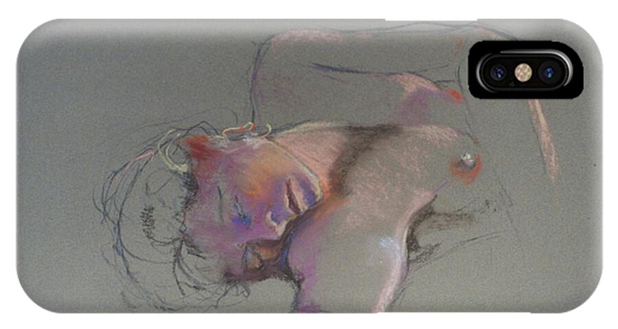 Close-up iPhone X Case featuring the painting Reclining Study #1 by Barbara Pease