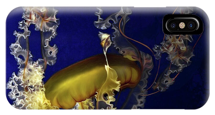 Sea Nettle Jellies iPhone X Case featuring the digital art Sea Nettle Jellies #1 by Thanh Thuy Nguyen