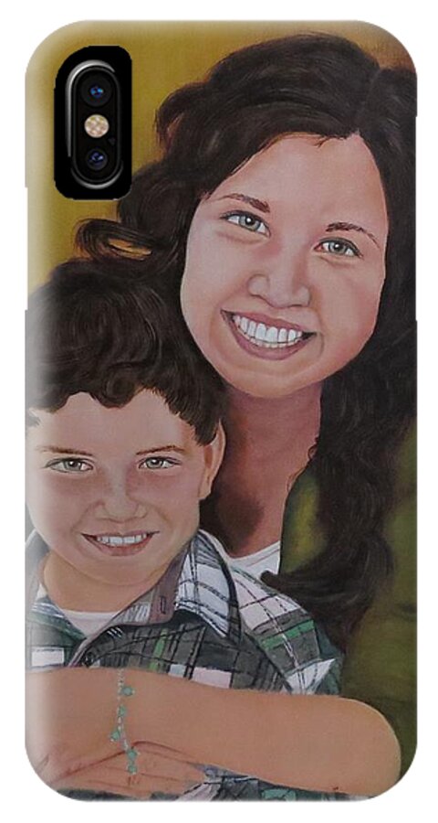 Brother And Sister iPhone X Case featuring the painting Siblings #1 by Sharon Schultz
