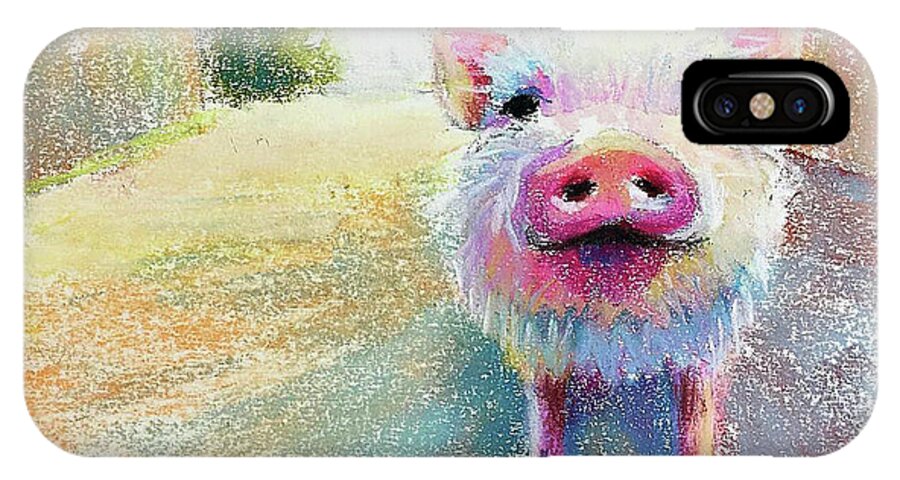 Pig iPhone X Case featuring the painting This Little Piggy #1 by Susan Jenkins
