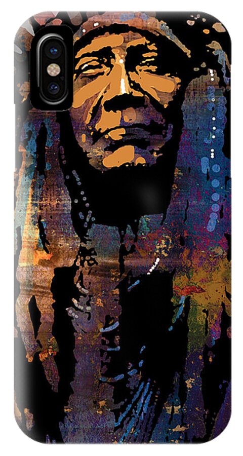 Native American iPhone X Case featuring the painting Two Moons #1 by Paul Sachtleben