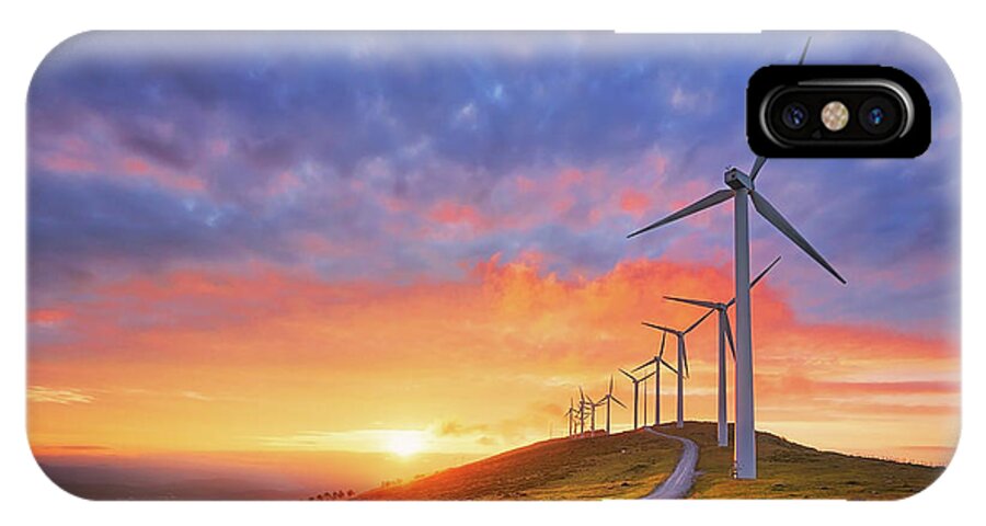 Turbine iPhone X Case featuring the photograph wind turbines in Oiz eolic park #1 by Mikel Martinez de Osaba