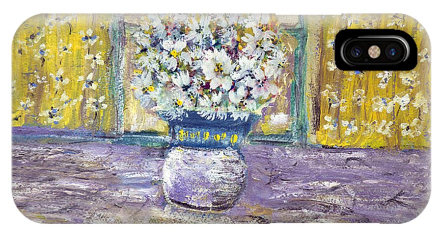 Spring Wildflowers On Table iPhone X Case featuring the painting Windowpane by Don Wright
