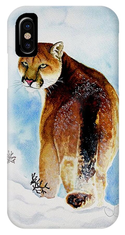 Cougar iPhone X Case featuring the painting Winter Cougar #1 by Jimmy Smith