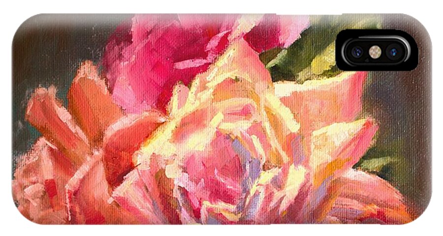 Moonlight Sonata iPhone X Case featuring the painting Yellow And Pink Roses #2 by Melissa Herrin