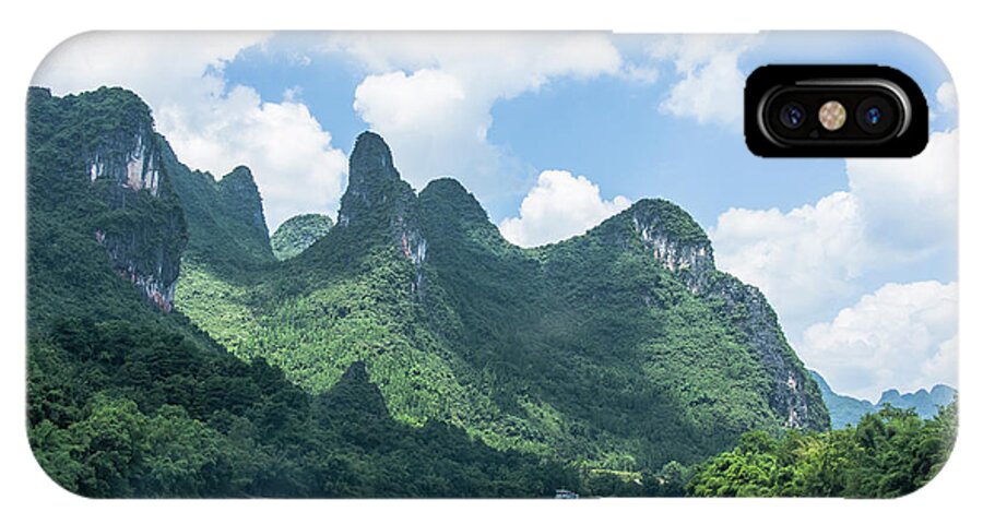 River iPhone X Case featuring the photograph Lijiang River and karst mountains scenery #17 by Carl Ning