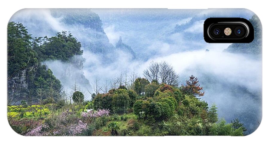 Nature iPhone X Case featuring the photograph Mountains scenery in the mist #18 by Carl Ning