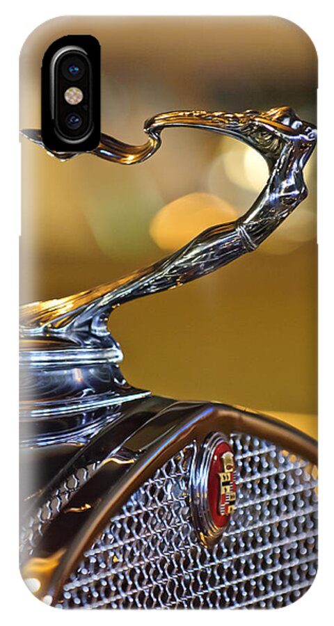 1930 Cadillac V-16 Roadster iPhone X Case featuring the photograph 1930 Cadillac Roadster Hood Ornament by Jill Reger