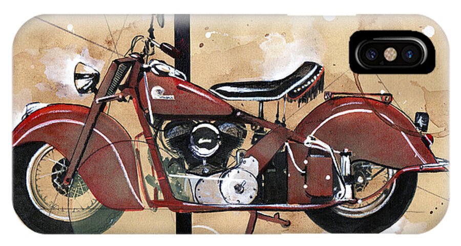 Motorcycle iPhone X Case featuring the painting 1946 Chief by Sean Parnell