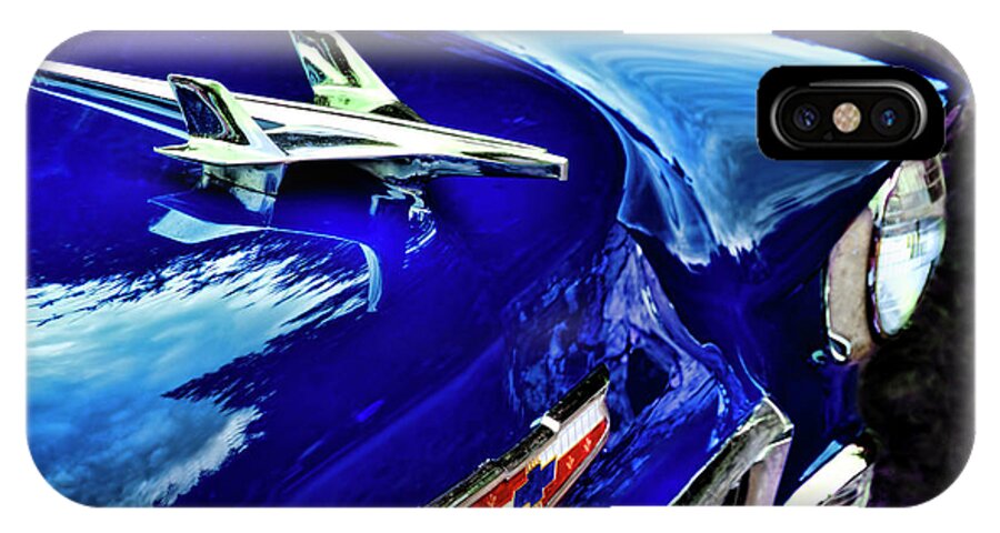 1955 iPhone X Case featuring the photograph 1955 Chevy Bel Air Hard Top - Blue by Peggy Collins