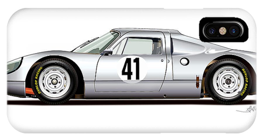 1964 Porsche Carrera 904 Gts Illustration iPhone X Case featuring the digital art 1964 Porsche 904 Carrera Gts by Alain Jamar