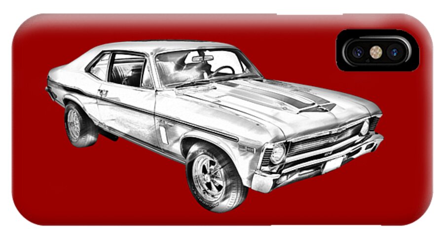 Antique iPhone X Case featuring the photograph 1969 Chevrolet Nova Yenko 427 Muscle Car Illustration by Keith Webber Jr