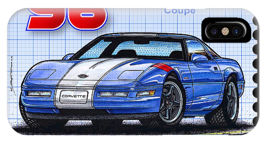 1996 Corvette iPhone X Case featuring the digital art 1996 Grand Sport Corvette by K Scott Teeters