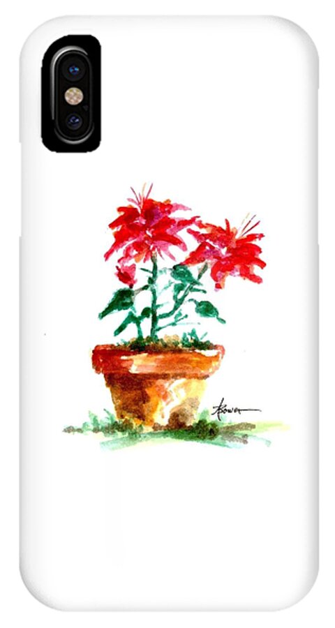 Poinsettias iPhone X Case featuring the painting Cracked Pot by Adele Bower