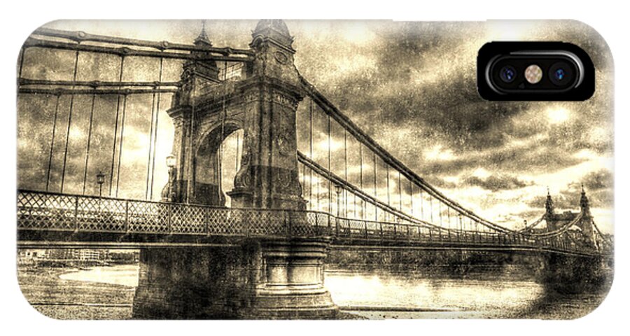Bridge iPhone X Case featuring the photograph Hammersmith Bridge London Vintage #2 by David Pyatt