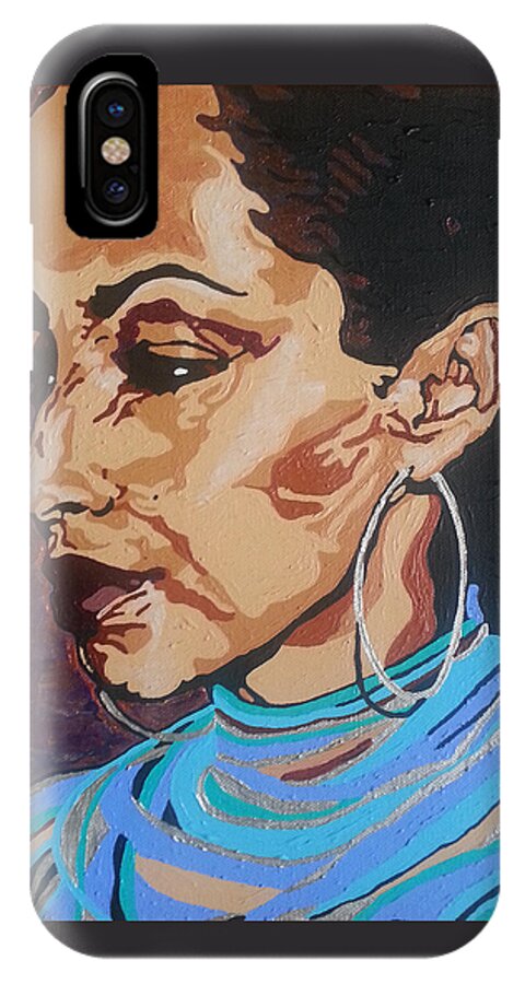Sade Adu iPhone X Case featuring the painting Sade Adu #3 by Rachel Natalie Rawlins