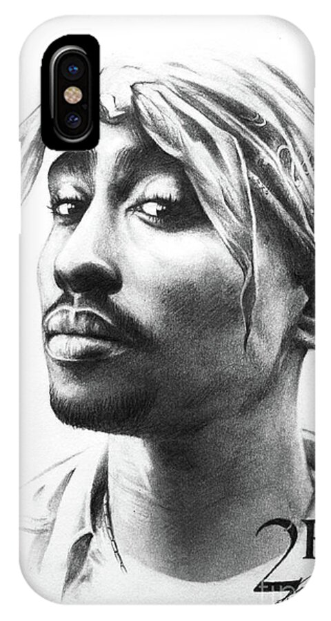 Lin Petershagen iPhone X Case featuring the drawing 2pac by Lin Petershagen