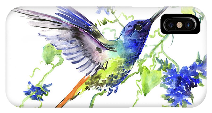 Hummingbird iPhone X Case featuring the painting Hummingbird #4 by Suren Nersisyan