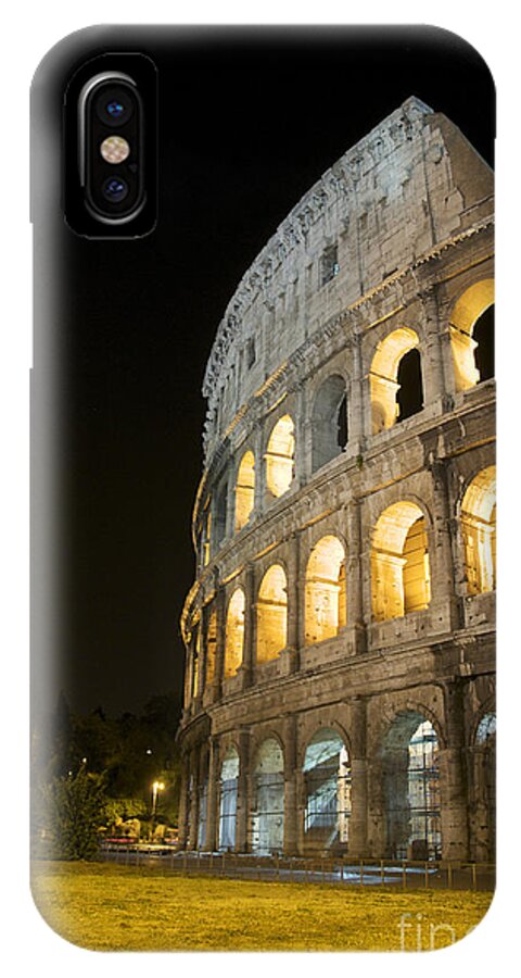 Worth iPhone X Case featuring the photograph Coliseum illuminated at night. Rome #5 by Bernard Jaubert
