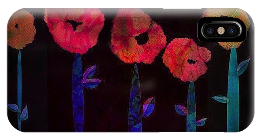 5 Flowers iPhone X Case featuring the digital art 5 Flowers by Cooky Goldblatt
