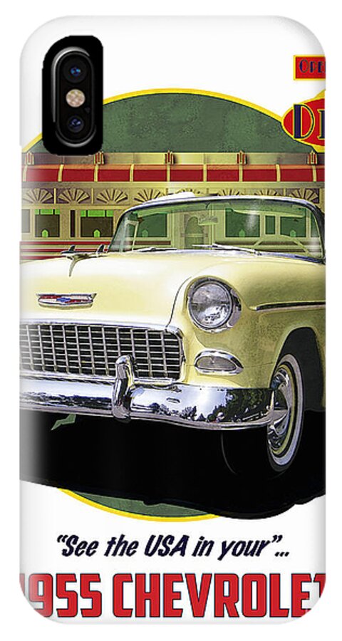 Chevy iPhone X Case featuring the digital art 55 Chevy by Kenneth De Tore