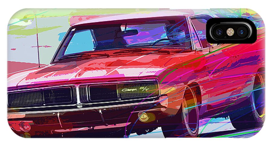 1969 Dodge iPhone X Case featuring the painting 69 Dodge Charger by David Lloyd Glover