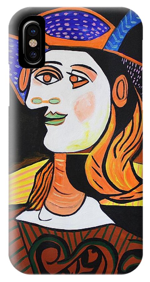 Picasso By Nora iPhone X Case featuring the painting Hair Net Picasso by Nora Shepley