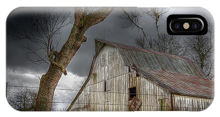 Spring Storm iPhone X Case featuring the photograph A Barn in the Storm 2 by Karen McKenzie McAdoo