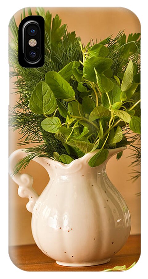 Kitchen iPhone X Case featuring the photograph A Bouquet of Fresh Herbs in a Tiny Jug by Louise Heusinkveld