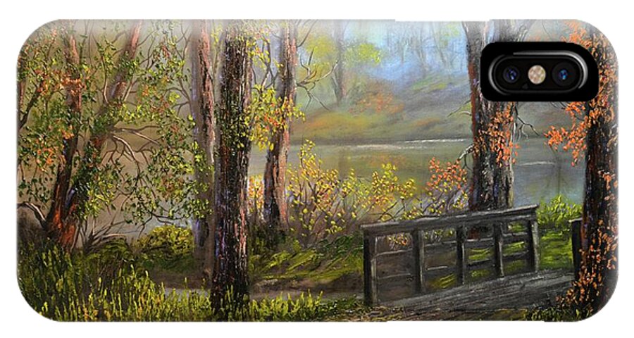 Landscape iPhone X Case featuring the painting A fall day by Michael Mrozik