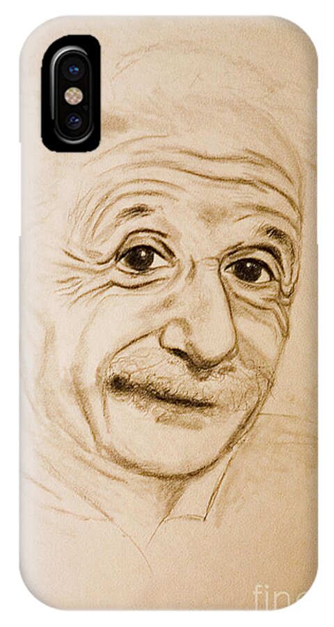 Albert iPhone X Case featuring the drawing A Familiar Face by Angelique Bowman